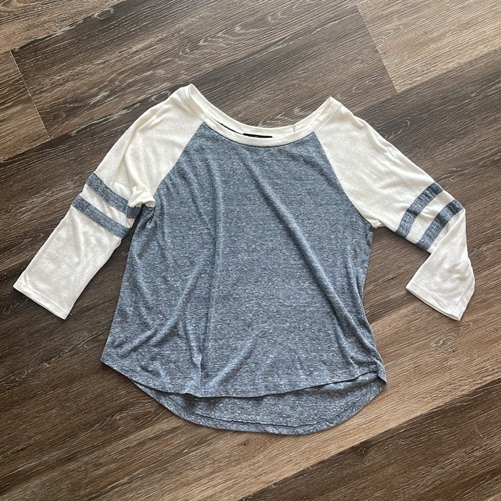 Ambiance grey and white baseball style T shirt